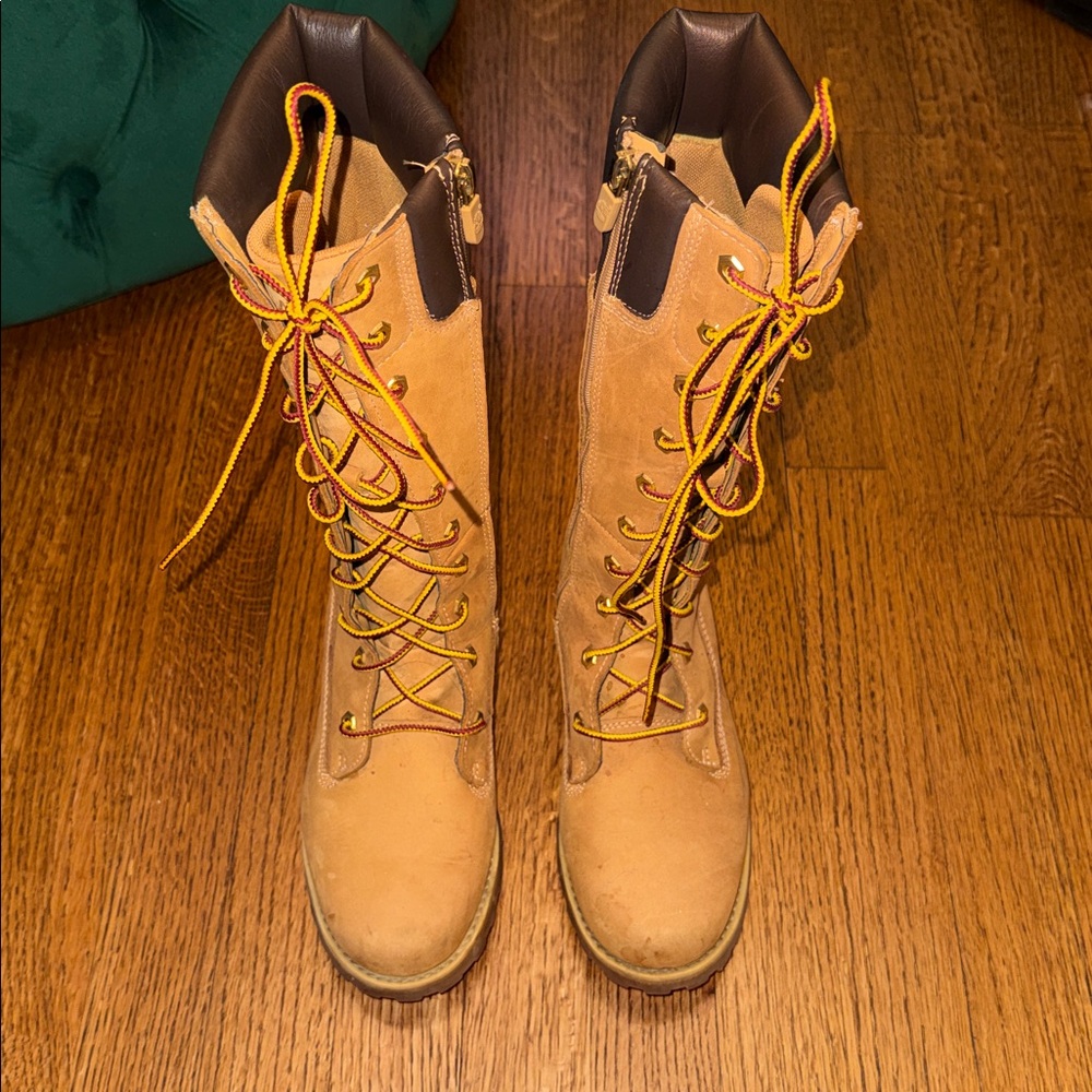 Girl’s Timberland Wheat Tall Lace-Up Boots- 3.5 - Picture 3 of 4